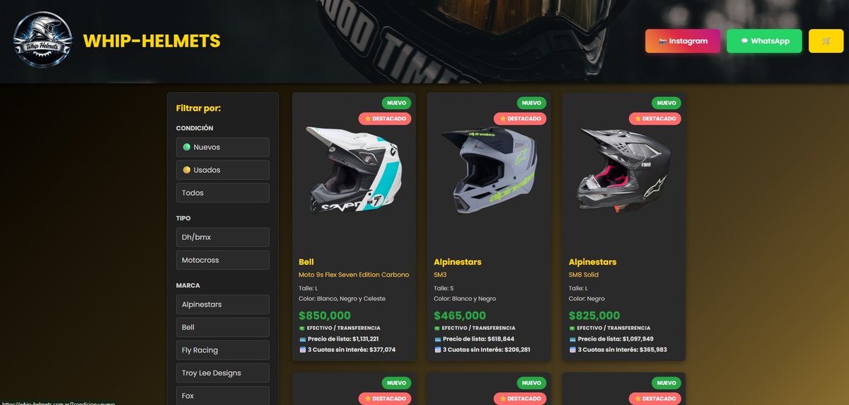 WHIP Helmets UI Mockup